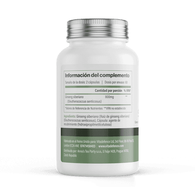 Ginseng Siberiano 120 cápsulas — Lateral derecho