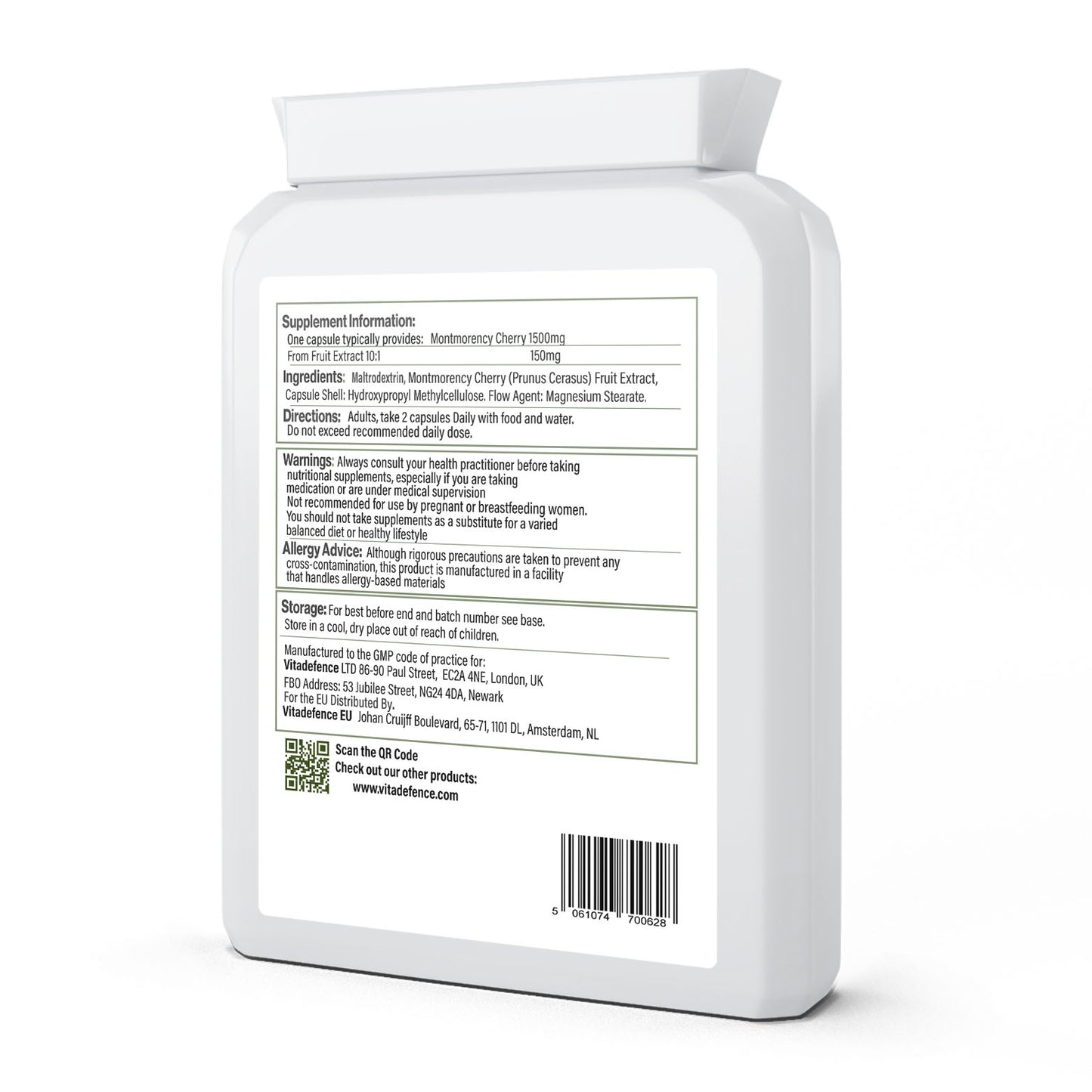 Montmorency 2-Pack | Pure Cherry Extract 1500mg – 180 Capsules (2 x 90) -  Vitadefence® - Vitadefence®
