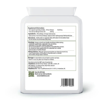African Mango 2-Pack | Concentrated Seed Extract 500mg – 120 Capsules (2 x 60) -  Vitadefence® - Vitadefence®
