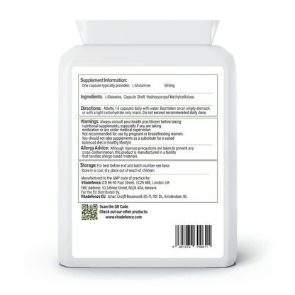 L-Glutamine 2-Pack | Pure L-Glutamine 500mg – 180 Capsules (2 x 90) -  Vitadefence® - Vitadefence®
