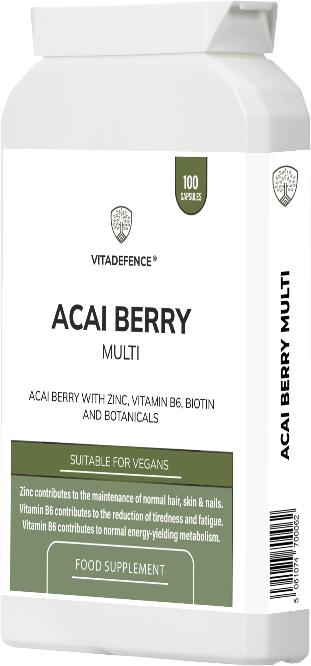 Acai Berry Capsules | With Vitamin B6, Zinc & Biotin – 100 Vegan Capsules -  Vitadefence® - Vitadefence®
