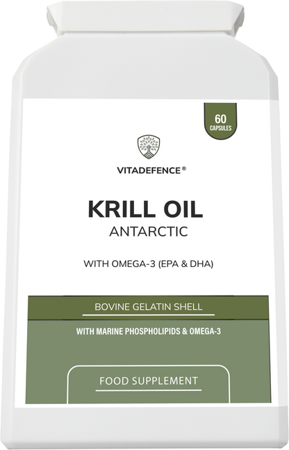Krill Oil Antarctic | 500 mg with EPA, DHA & Astaxanthin – 60 Softgels -  Vitadefence® - Vitadefence®
