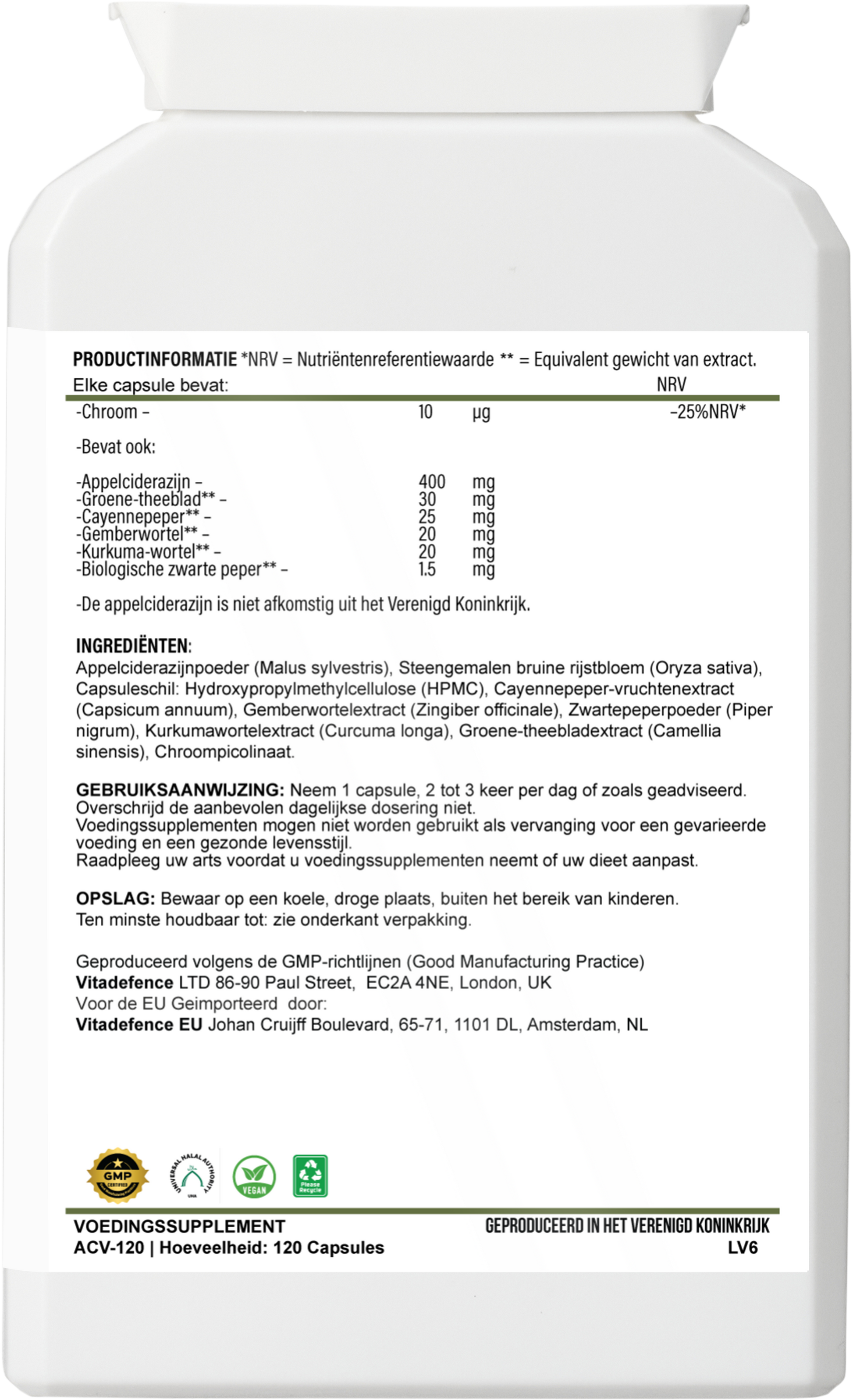 Apple Cider Multi | With Chromium, Turmeric & Botanicals – 120 Vegan Capsules -  Vitadefence® - Vitadefence®
