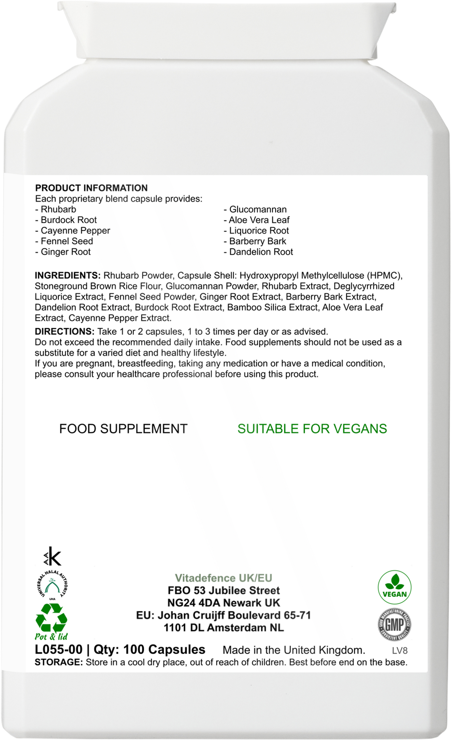 Aloe Vera Capsules | With Rhubarb, Fennel, Ginger & Botanicals – 100 Vegan Capsules -  Vitadefence® - Vitadefence®
