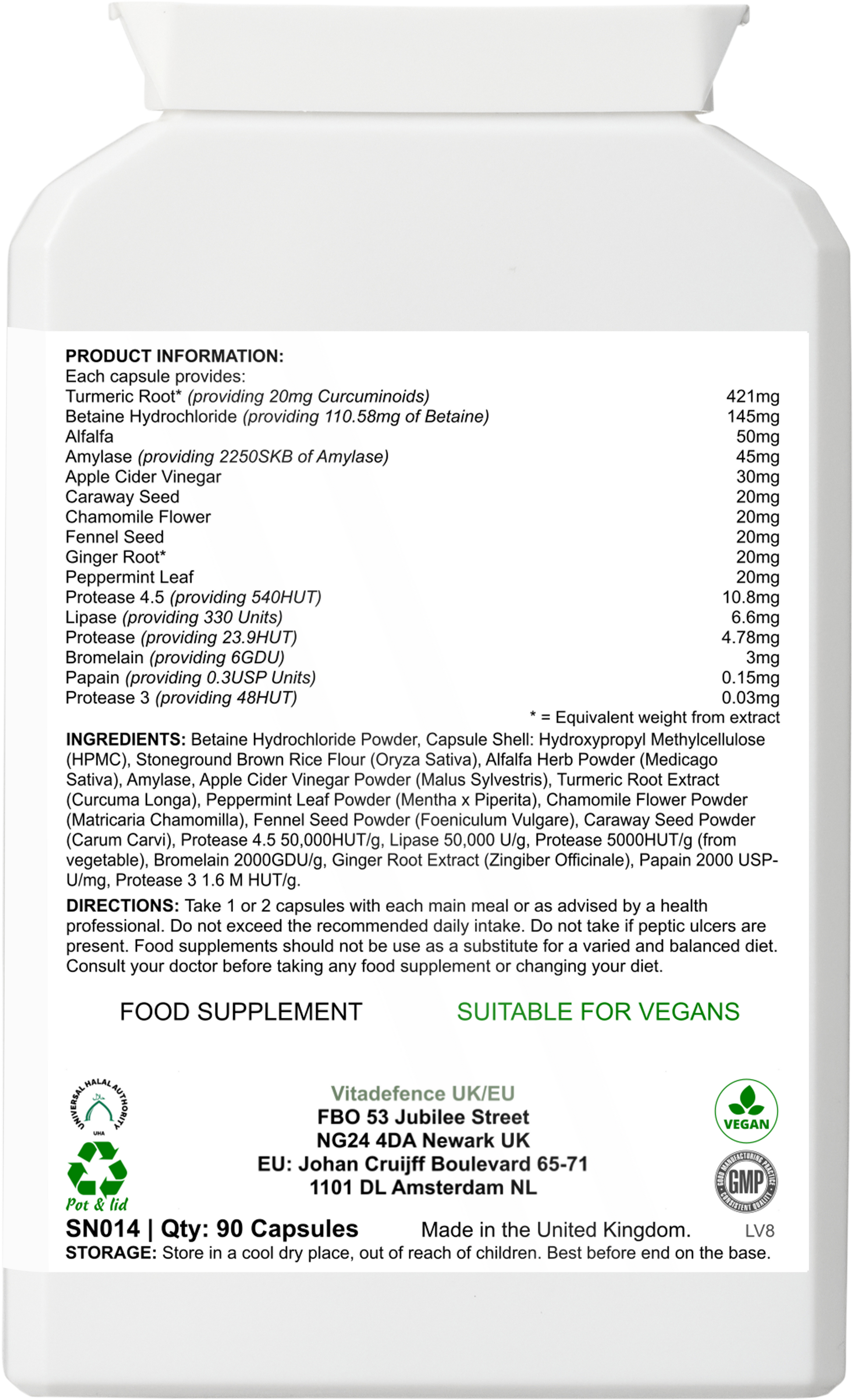 Digestive Enzyme Multi | With Turmeric, Apple Cider Vinegar & Enzyme Blend – 90 Capsules -  Vitadefence® - Vitadefence®
