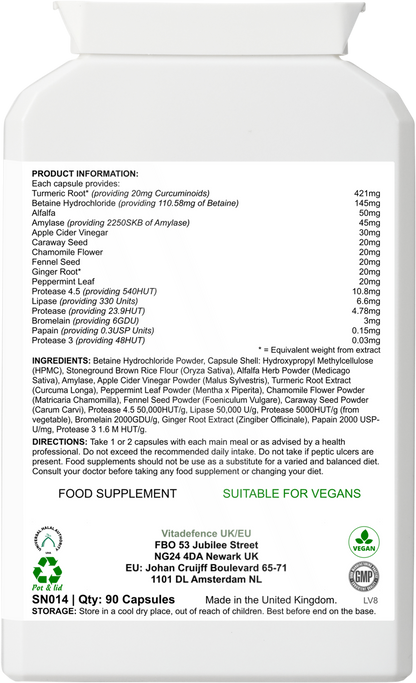 Digestive Enzyme Multi | With Turmeric, Apple Cider Vinegar & Enzyme Blend – 90 Capsules -  Vitadefence® - Vitadefence®
