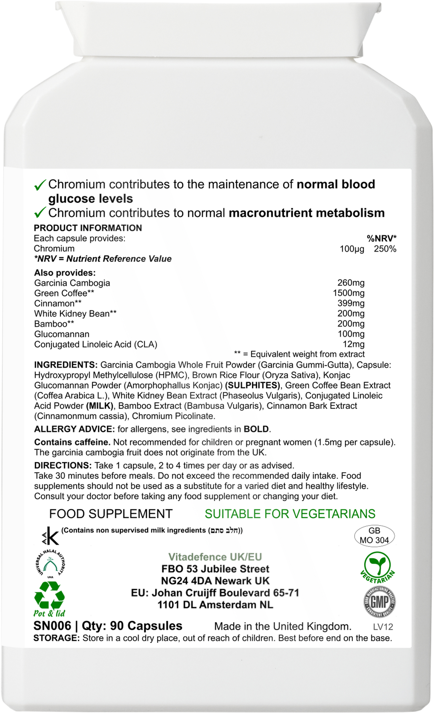 Garcinia Cambogia Multi | With Chromium & Green Coffee Bean – 90 Capsules -  Vitadefence® - Vitadefence®
