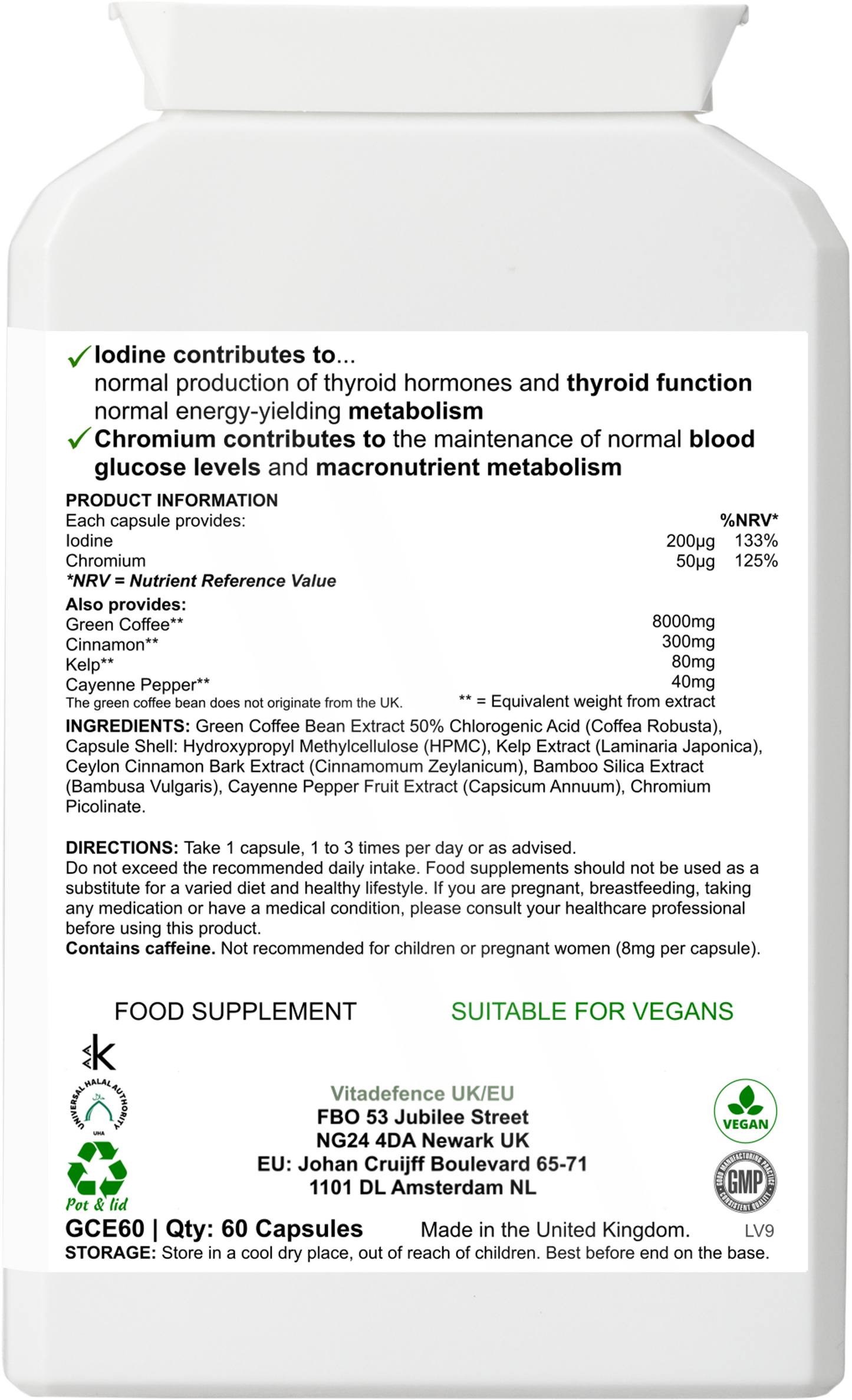 Green Coffee Multi | With Chromium, Iodine & Botanicals – 60 Vegan Capsules -  Vitadefence® - Vitadefence®
