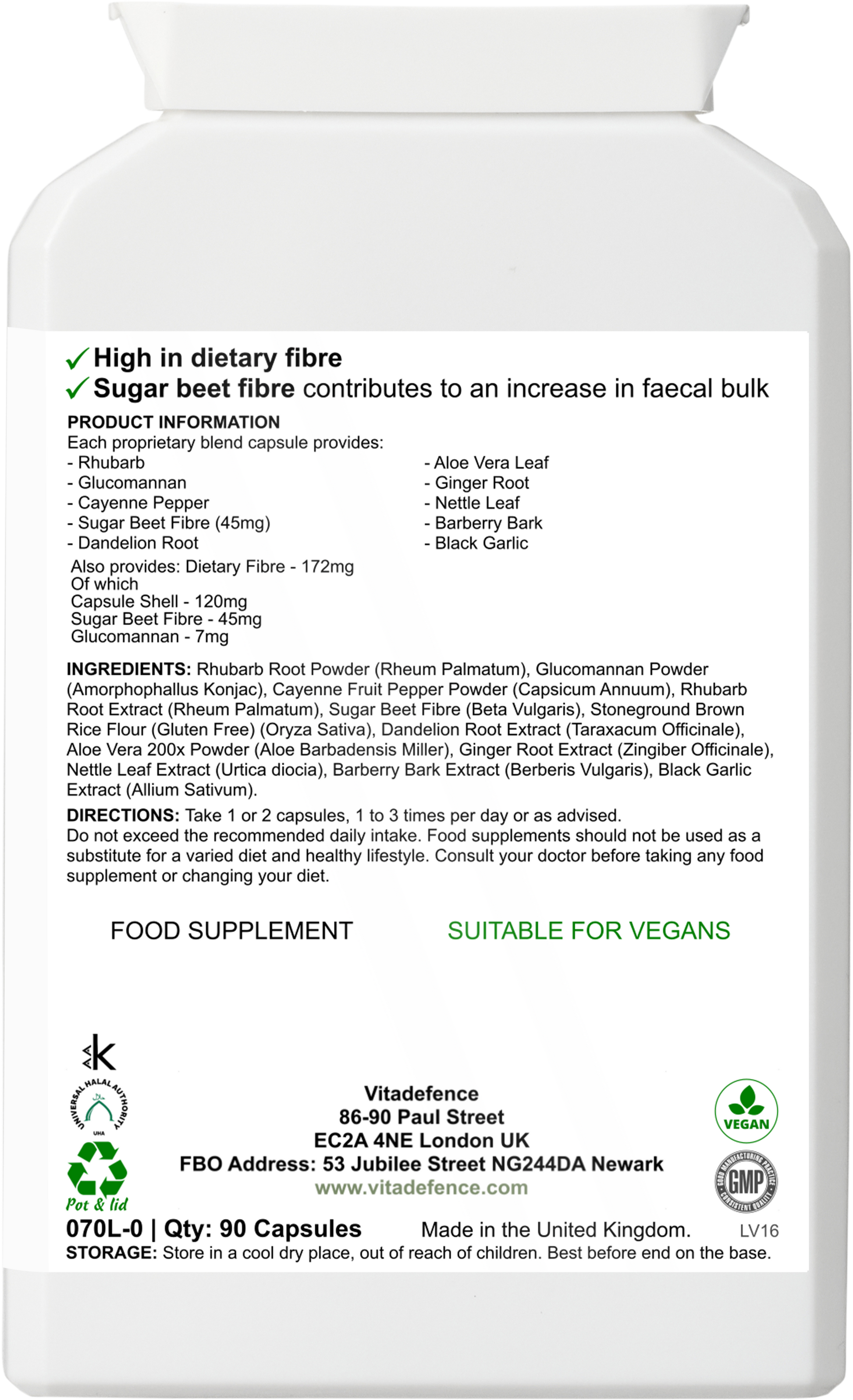 Herbal Multi – Sugar Beet Fibre & Botanical Blend – 90 Vegan Capsules -  Vitadefence® - Vitadefence®
