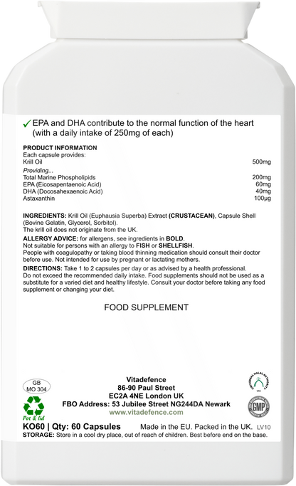 Krill Oil Antarctic | 500 mg with EPA, DHA & Astaxanthin – 60 Softgels -  Vitadefence® - Vitadefence®
