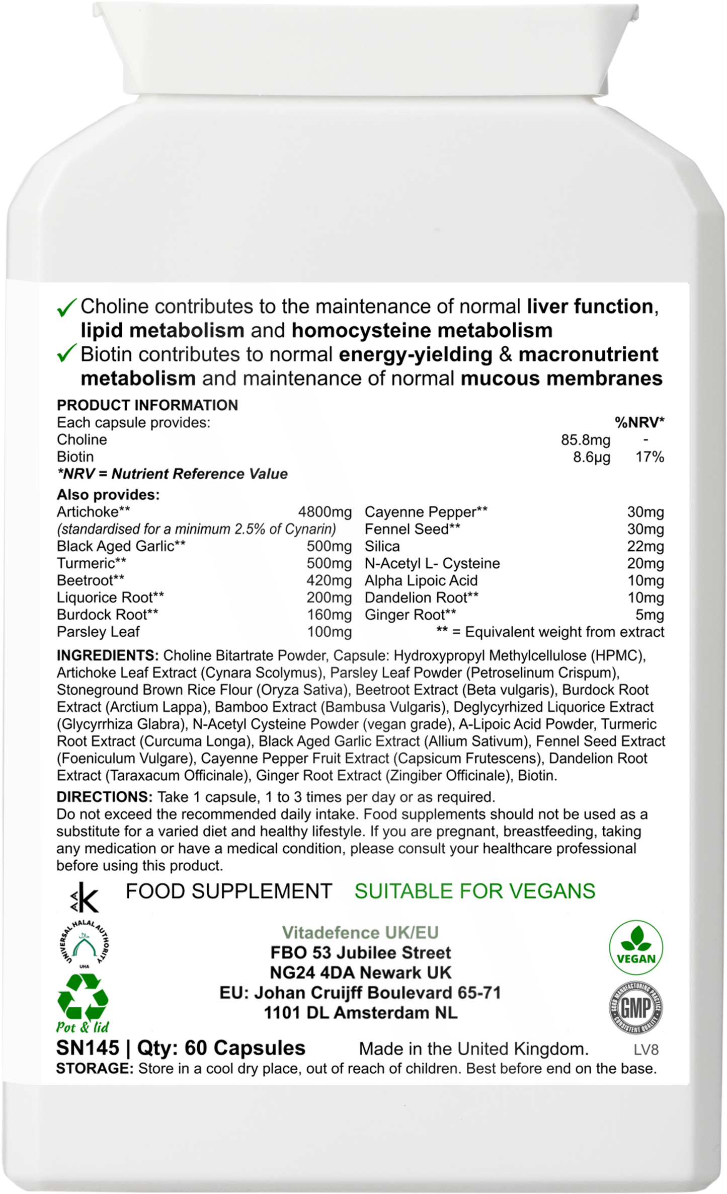 Artichoke Multi | With Choline, Biotin & Botanicals – 60 Capsules -  Vitadefence® - Vitadefence®
