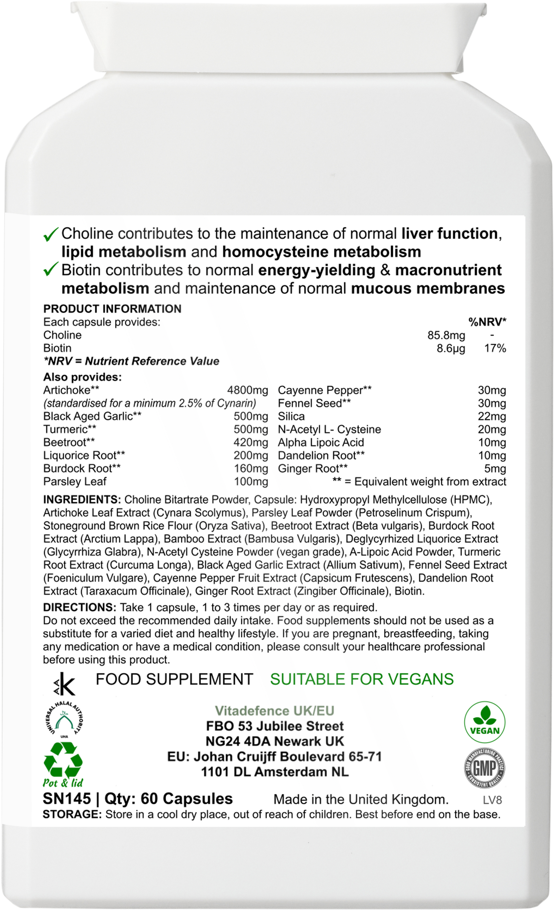 Artichoke Multi | With Choline, Biotin & Botanicals – 60 Capsules -  Vitadefence® - Vitadefence®
