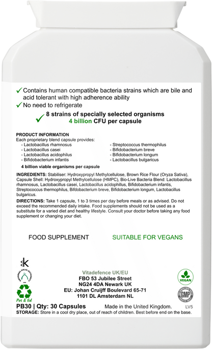 Live Cultures Multi | 8 Strains, 4 Billion CFU – 30 Capsules -  Vitadefence® - Vitadefence®
