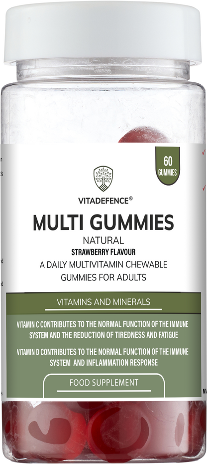 Multi Gummies – Natural Strawberry Flavour – 60 Gummies -  Vitadefence® - Vitadefence®
