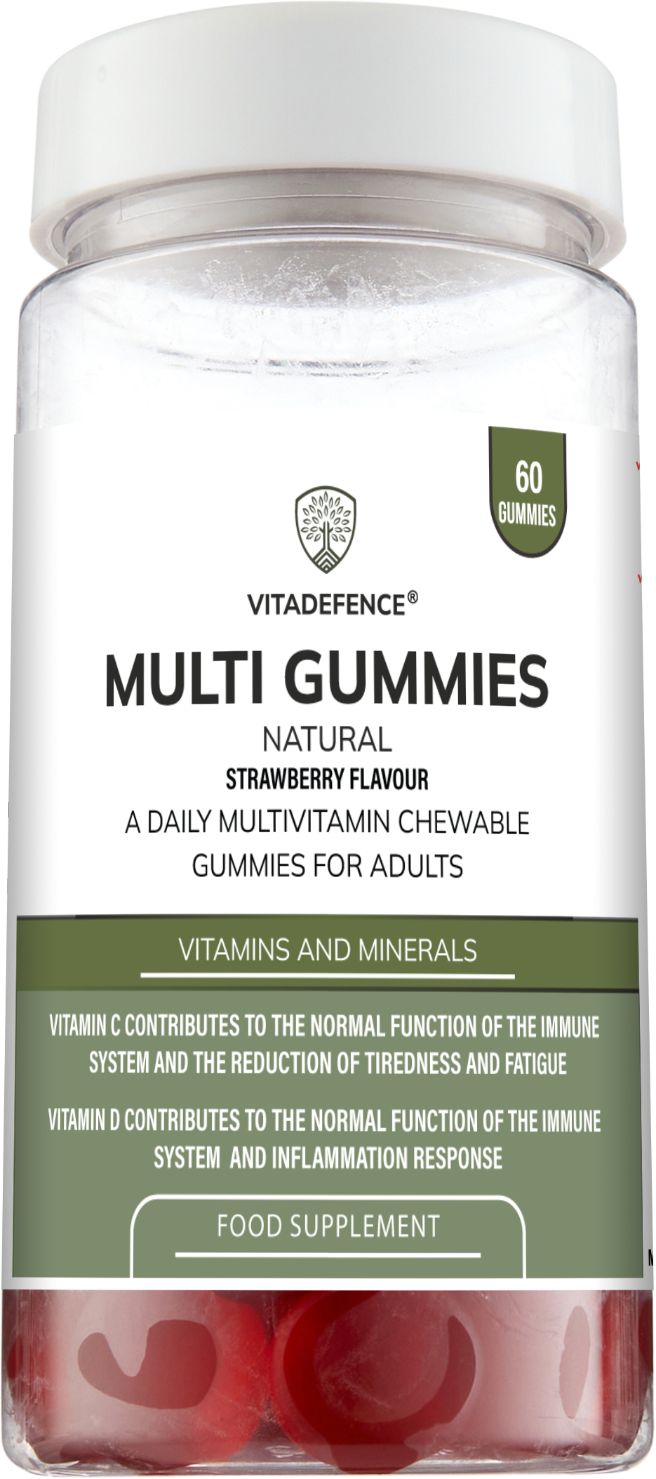 Multi Gummies – Natural Strawberry Flavour – 60 Gummies -  Vitadefence® - Vitadefence®
