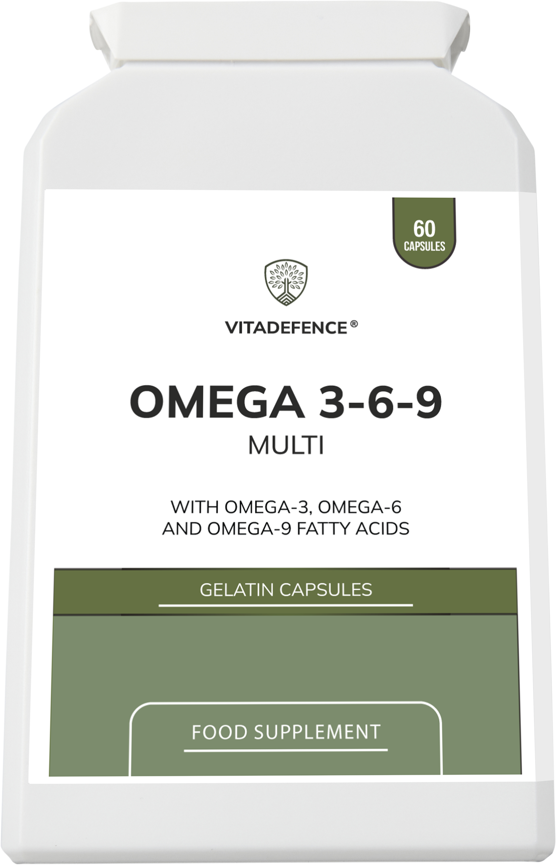 Omega 3-6-9 Multi | With Fish Oil, Flaxseed, Sunflower Oil & Vitamin E – 60 Gelatin Capsules -  Vitadefence® - Vitadefence®
