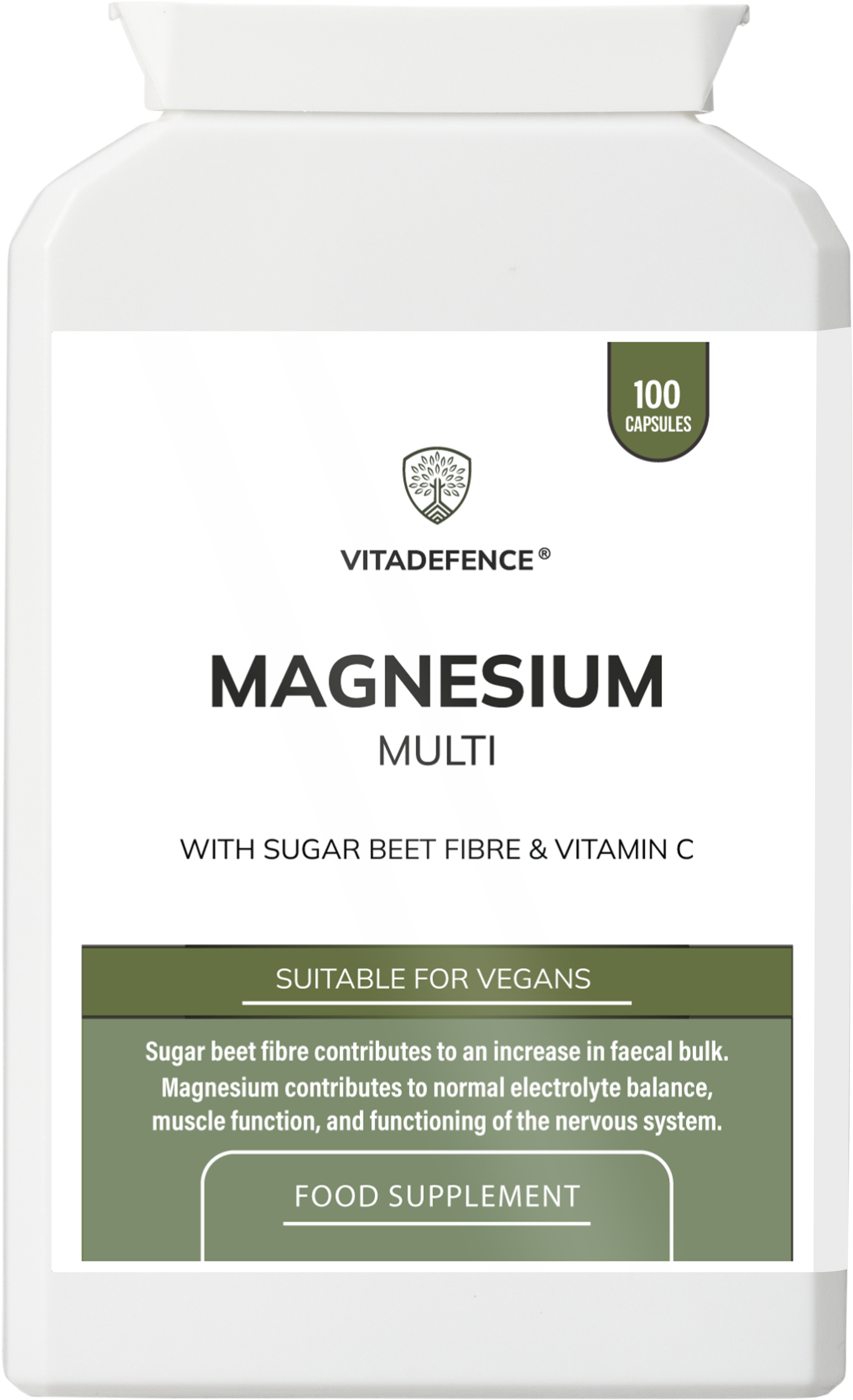 Magnesium Multi | With Vitamin C & Sugar Beet Fibre – 100 Vegan Capsules -  Vitadefence® - Vitadefence®
