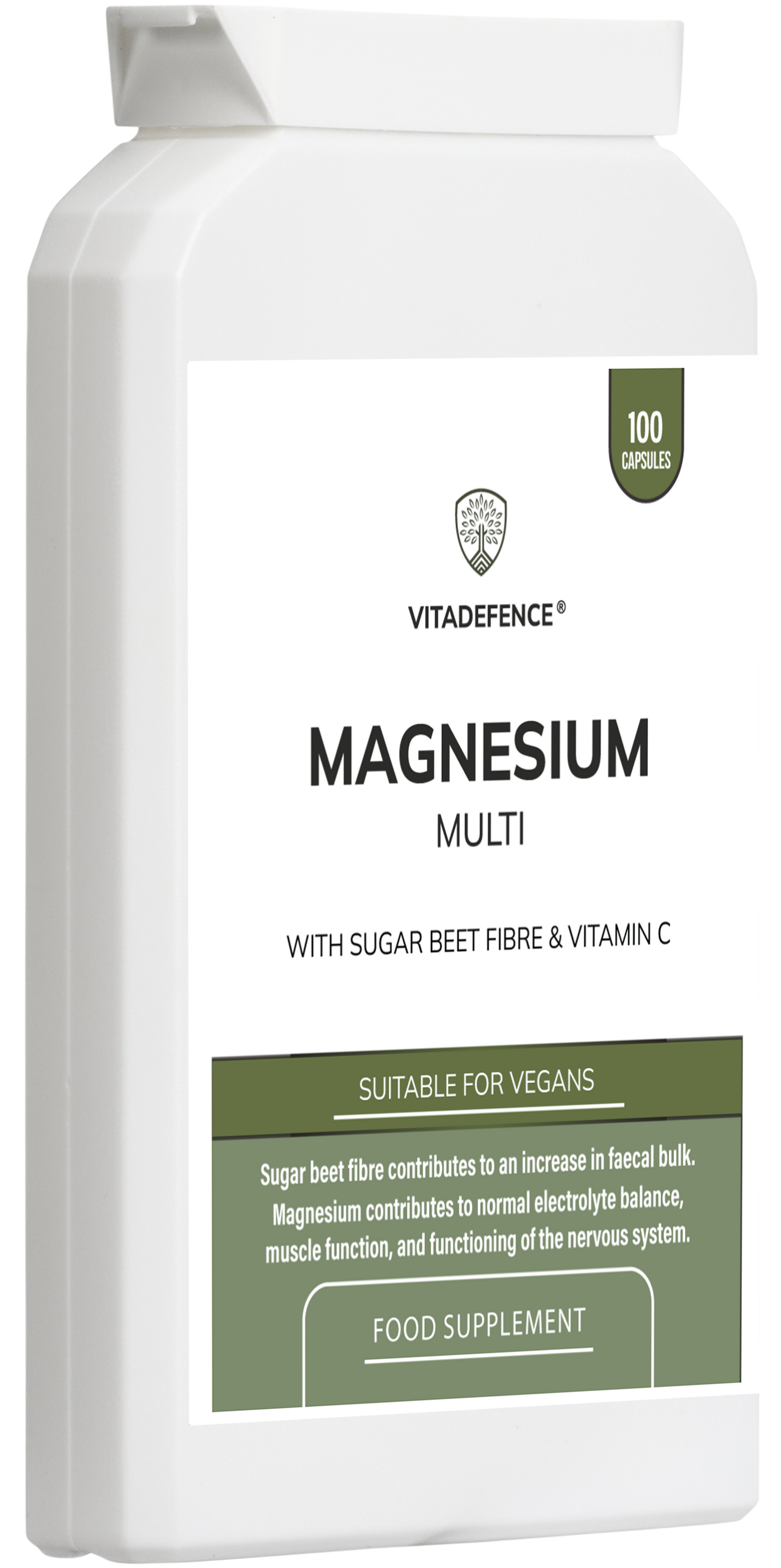 Magnesium Multi | With Vitamin C & Sugar Beet Fibre – 100 Vegan Capsules -  Vitadefence® - Vitadefence®
