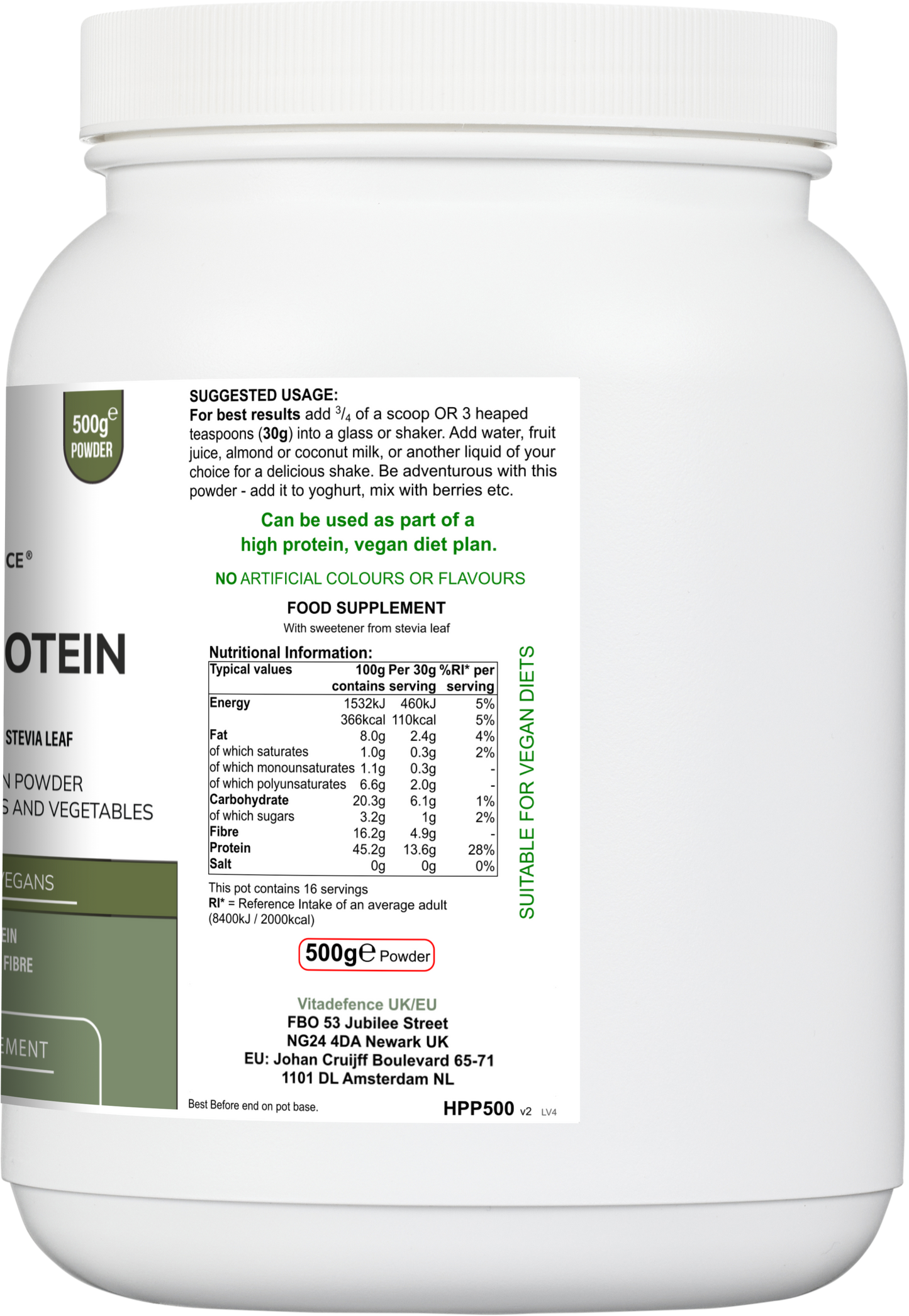 Hemp Protein Multi | Plant-Based Protein Powder with Fruits, Herbs & Vegetables – 500 g -  Vitadefence® - Vitadefence®
