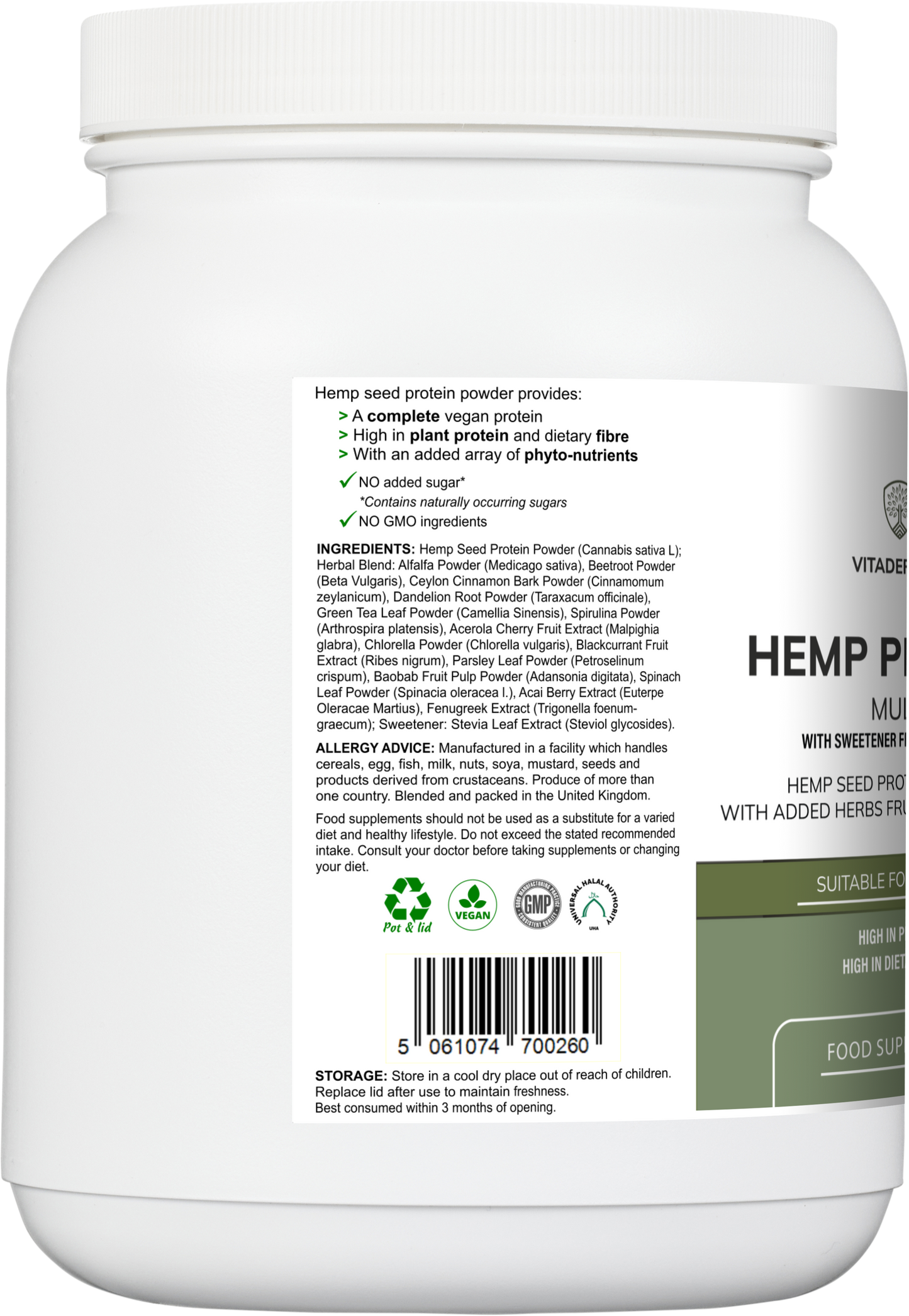 Hemp Protein Multi | Plant-Based Protein Powder with Fruits, Herbs & Vegetables – 500 g -  Vitadefence® - Vitadefence®
