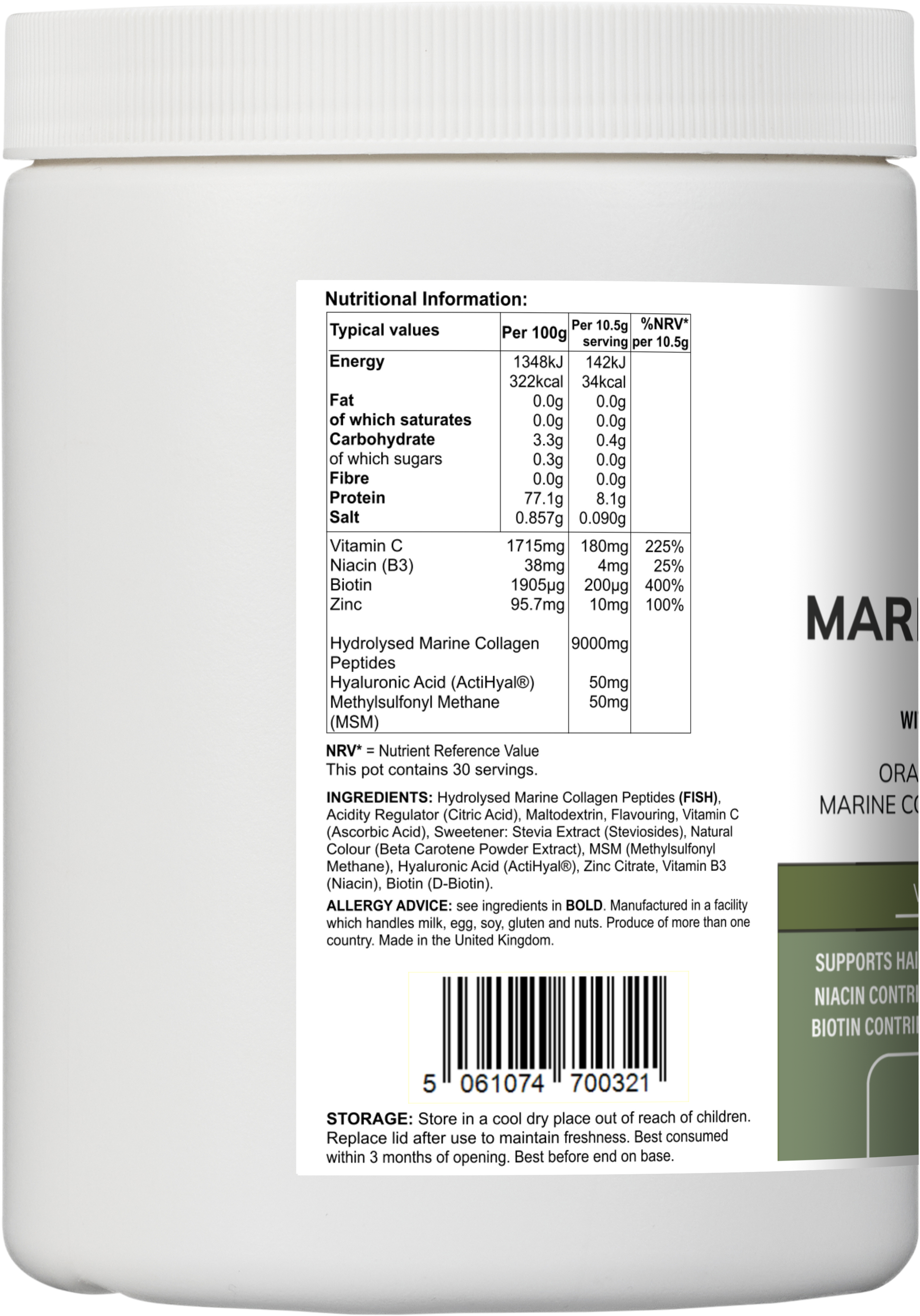 Marine Collagen Multi | Orange & Mango Flavour Powder with Hyaluronic Acid, MSM, Vitamins & Minerals – 315 g -  Vitadefence® - Vitadefence®
