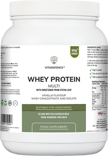 Whey Protein Multi | Vanilla Flavour Protein Powder with Stevia – 600 g -  Vitadefence® - Vitadefence®

