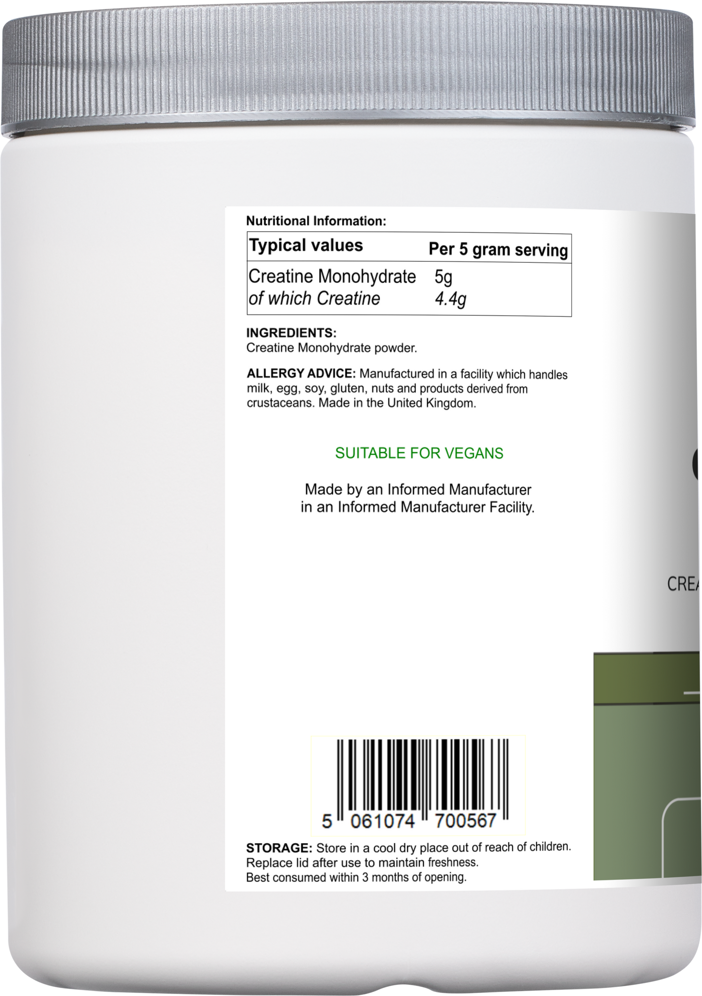 Creatine Monohydrate | Pure Unflavoured Creatine Powder – 500 g -  Vitadefence® - Vitadefence®
