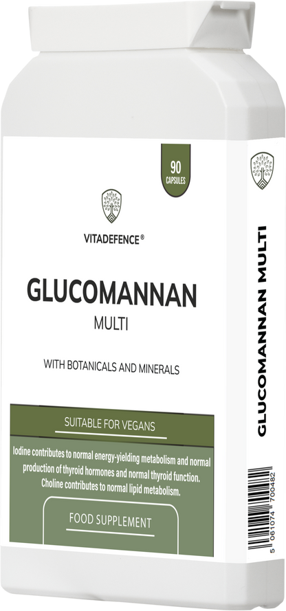 Glucomannan Multi – Vitamin B6, Choline, Minerals & Botanicals – 90 Vegan Capsules -  Vitadefence® - Vitadefence®
