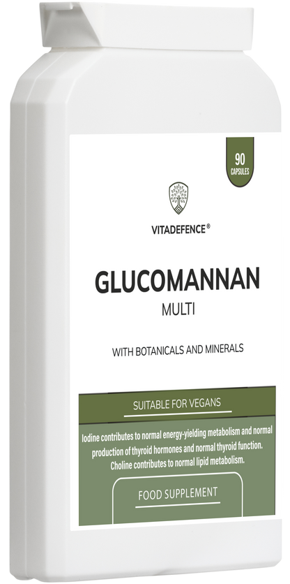Glucomannan Multi – Vitamin B6, Choline, Minerals & Botanicals – 90 Vegan Capsules -  Vitadefence® - Vitadefence®
