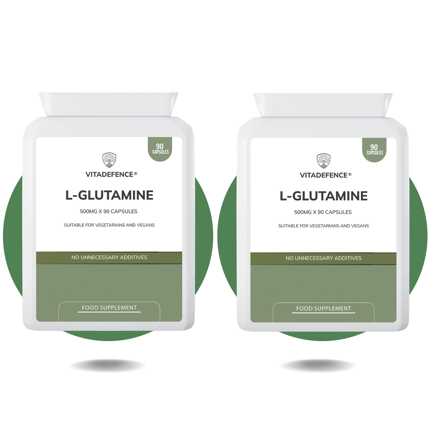L-Glutamine 2-Pack | Pure L-Glutamine 500mg – 180 Capsules (2 x 90) -  Vitadefence® - Vitadefence®
