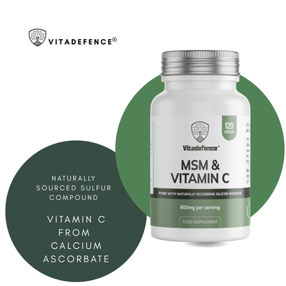 MSM + Vitamin C | Vegan Capsules – 120 Count -  Vitadefence® - Vitadefence®
