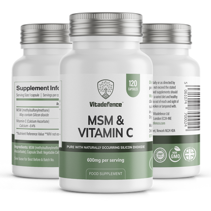 MSM + Vitamin C | Vegan Capsules – 120 Count -  Vitadefence® - Vitadefence®
