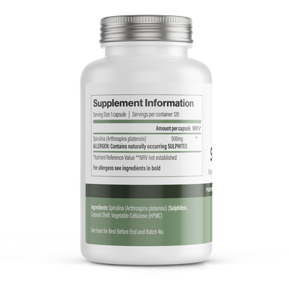 Spirulina | 500 mg Vegan Capsules – 120 Count -  Vitadefence® - Vitadefence®

