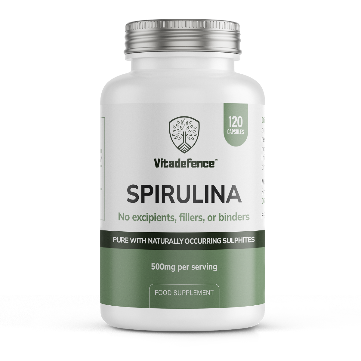 Spirulina | 500 mg Vegan Capsules – 120 Count -  Vitadefence® - Vitadefence®

