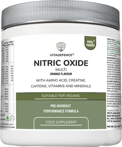 Nitric Oxide Multi | L-Arginine, L-Citrulline & Beetroot – 440g Powder -  Vitadefence® - Vitadefence®
