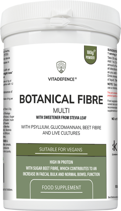Botanical Fibre Multi | Fibre & Plant Blend with Glucomannan & Live Cultures – 300 g -  Vitadefence® - Vitadefence®

