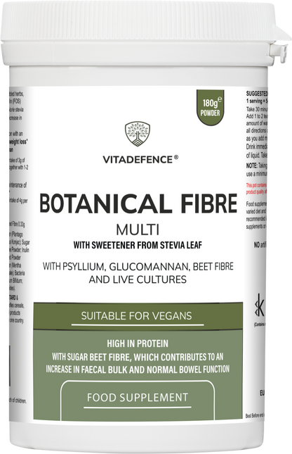 Botanical Fibre Multi | Fibre & Plant Blend with Glucomannan & Live Cultures – 300 g -  Vitadefence® - Vitadefence®
